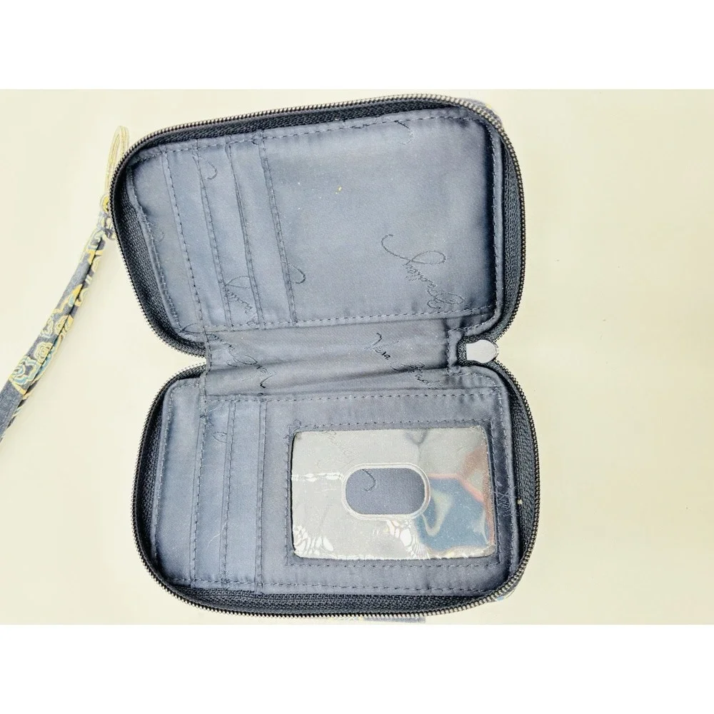 Vera Bradley RFID Zip‎ Card Case Wallet Blue Floral Keychain Wristlet Organizer